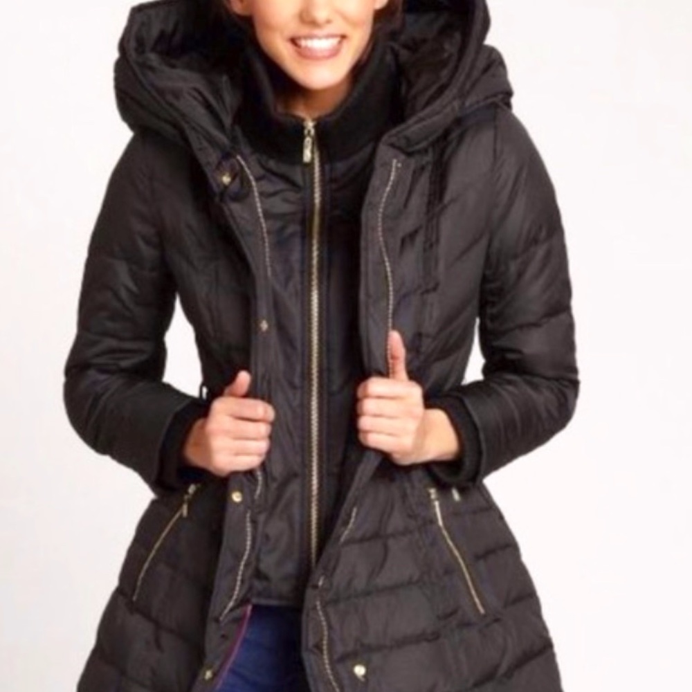 Coat - Kensie Hooded Quilted Belted Down